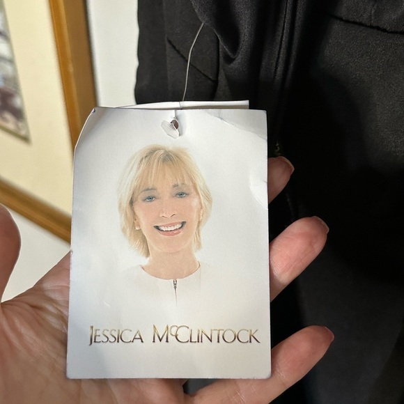 Deadstock NWTJessica McClintock Gunne Sax Black Dress Maxi Open Back Gown Sz 8 - Picture 7 of 9